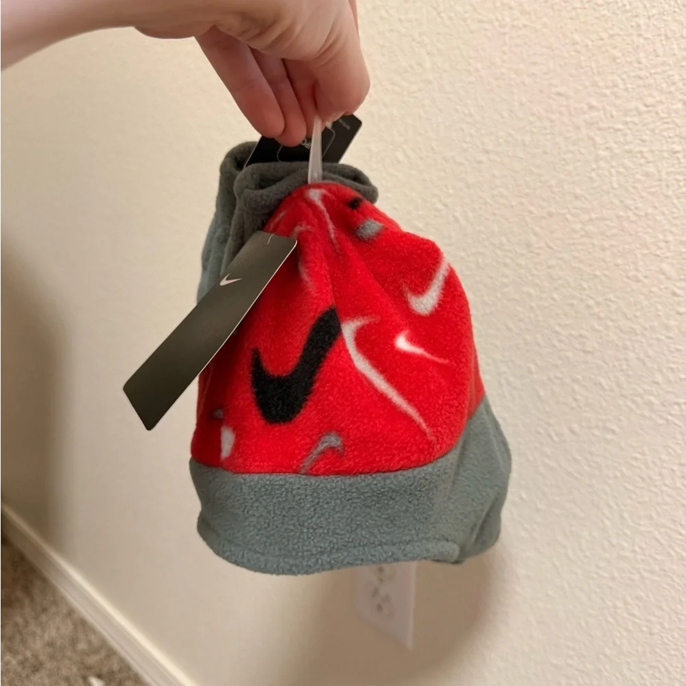 Nike Kids Red and Gray Fleece Hat